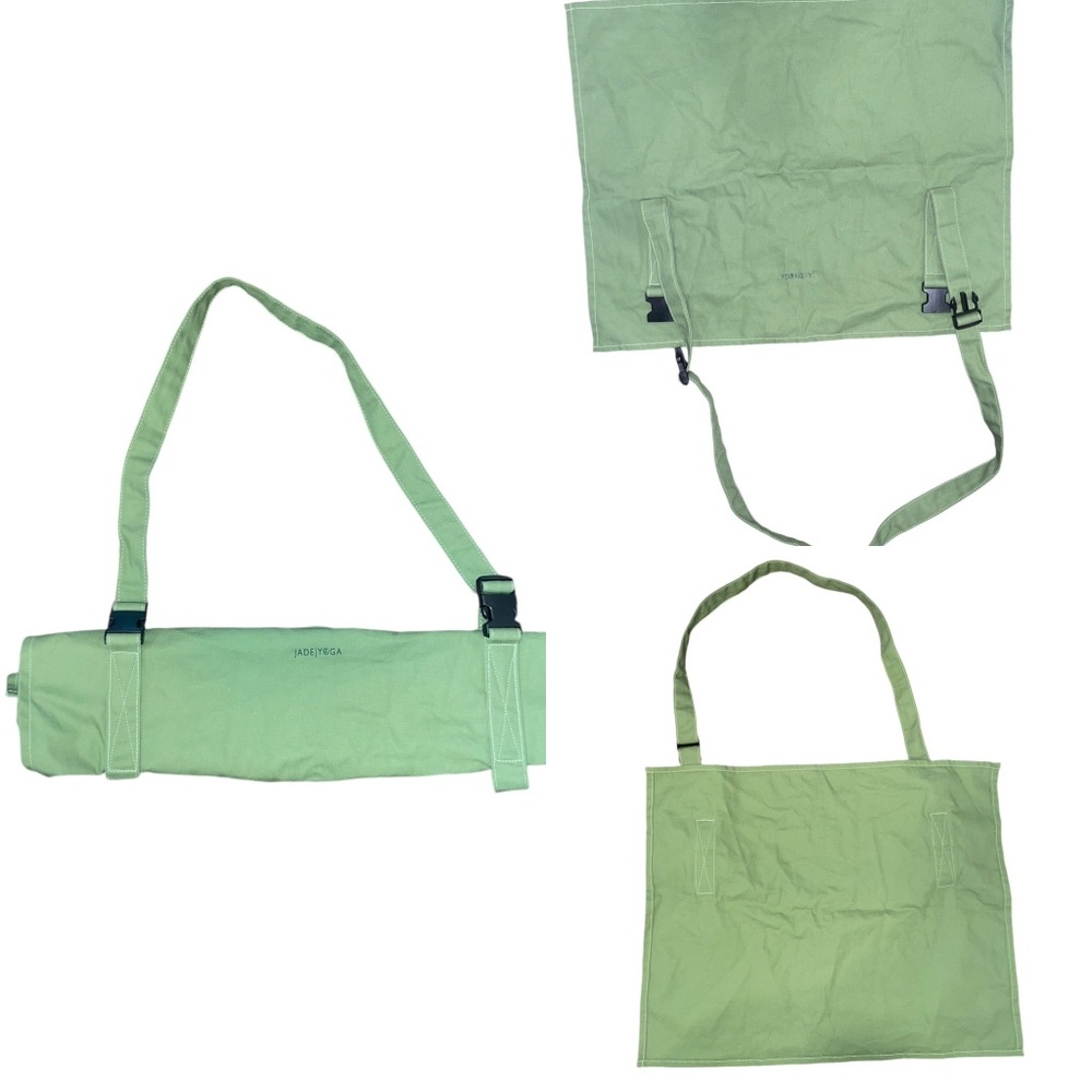 JadeYoga Parkia Mat Holder Carrier Organic Cotton Green Canvas Adjustable Strap